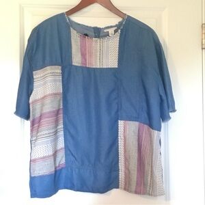 Caslon Patchwork Denim Tee
